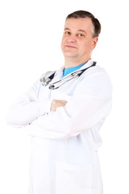 beyaz izole stetoskop ile tıp doktoru