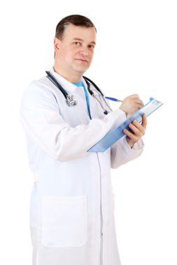 beyaz izole stetoskop ile tıp doktoru