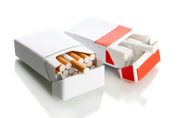 Boxes of cigarettes, isolated on a white — Stock Photo, Image