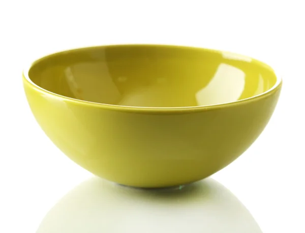 Green bowl, isolated on white — Stock Photo, Image