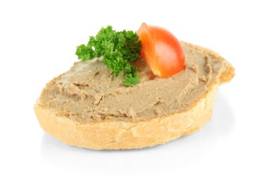 ekmeğin üzerine beyaz izole, taze ezme