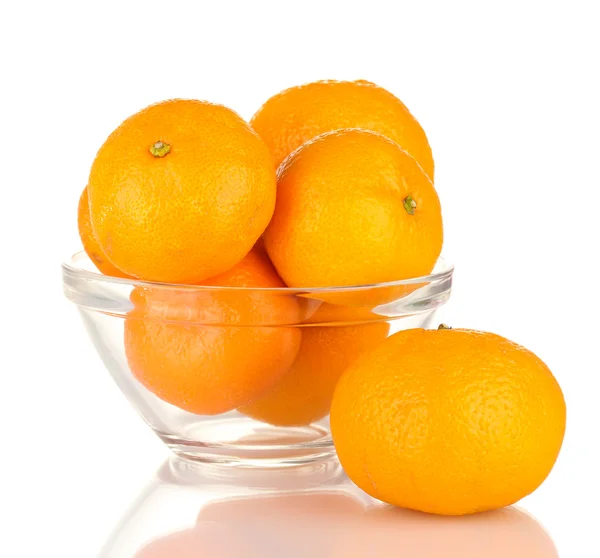 Beyaz izole kase lezzetli mandalina — Stok fotoğraf