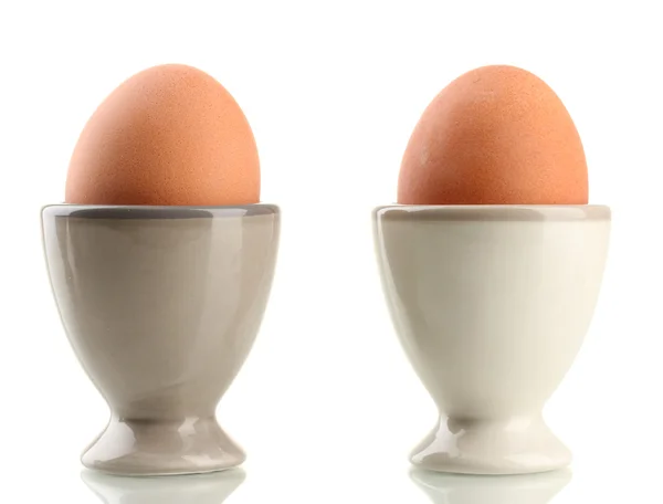 Celá vařená vejce egg CUPS, izolované na bílém — Stock fotografie