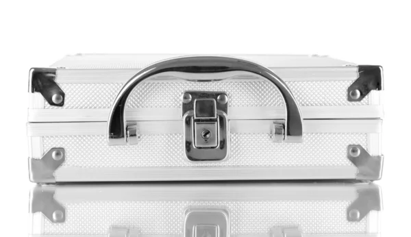 Closed silver case isolated on white — Stock Photo, Image