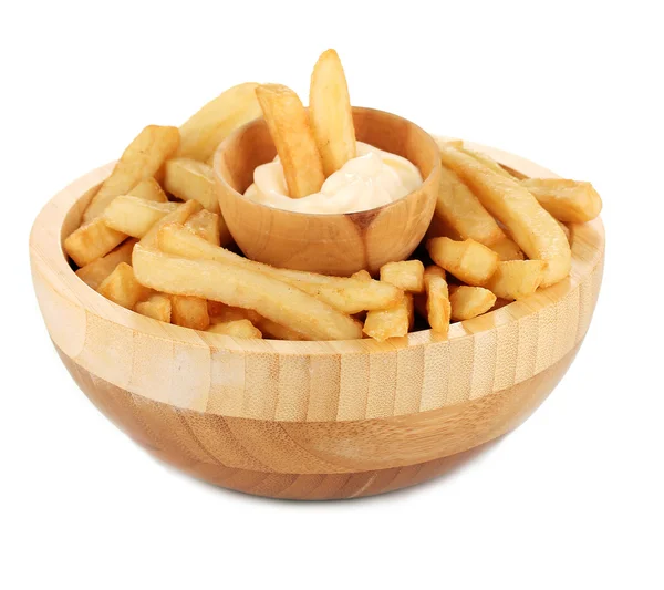 French fries in bowl isolated on white — Stock Photo, Image