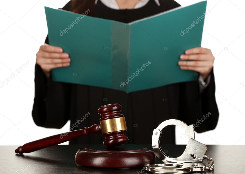 Judge read verdict on white background