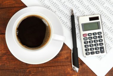 kahve worktable belgeleri ile kaplı üzerinde kapat