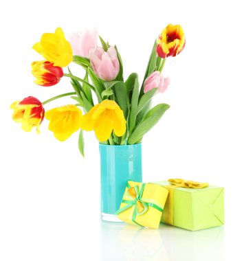 beyaz izole kova güzel laleler