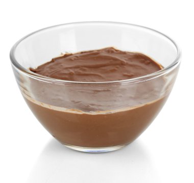 çikolata üzerinde beyaz izole kase