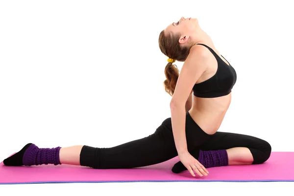 Young women in yoga style isolated on white — Stock Photo, Image