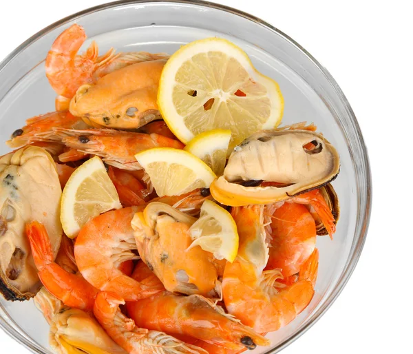 Seafood salad in bowl isolated on white — Stock Photo, Image