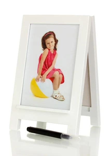 White photo frame as easel isolated on white — Stock Photo, Image