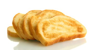 Beyaz ekmek tost, üzerinde beyaz izole