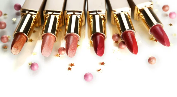 Beautiful lipsticks, isolated on white — Stock Photo, Image