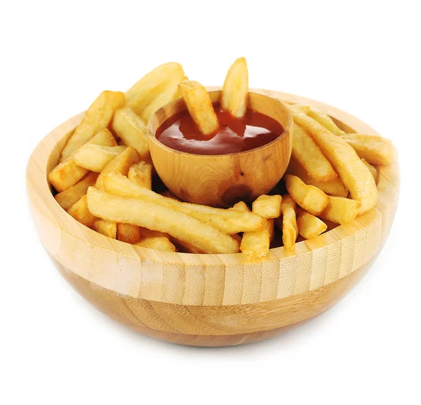 Pommes frites i skål isolerad på vit — Stockfoto