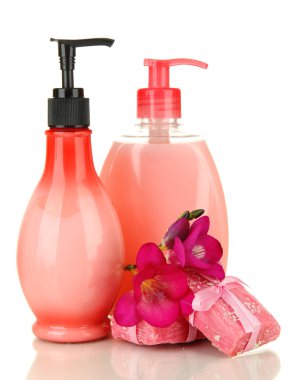 beyaz izole ve el yapımı Sıvı sabunlar