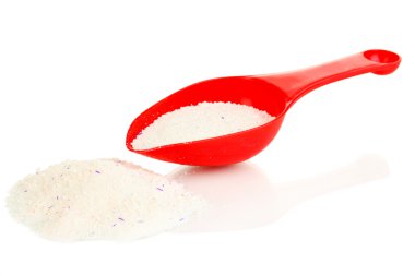 Ölçüm fincan beyaz izole deterjanlar