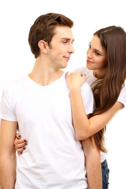 sevgi dolu çift üzerinde beyaz izole