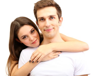 sevgi dolu çift üzerinde beyaz izole