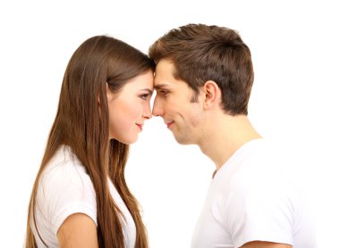 sevgi dolu çift üzerinde beyaz izole