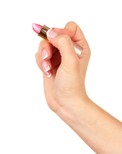 Escribir la mano con lápiz labial aislado en blanco —  Fotos de Stock