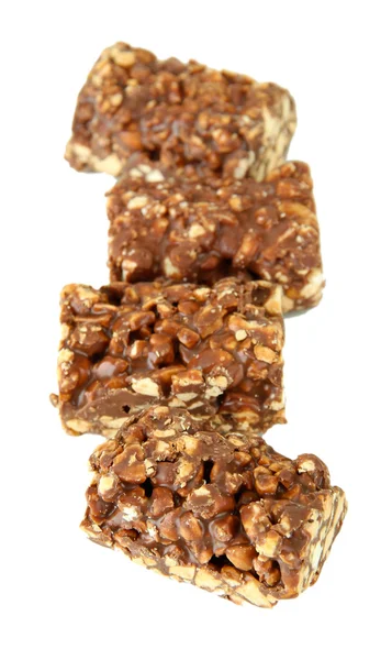 Choklad godis med nötter, isolerad på vit — Stockfoto