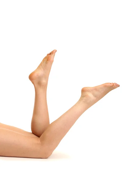 Piękna kobieta nogi, na białym tle — Zdjęcie stockowe