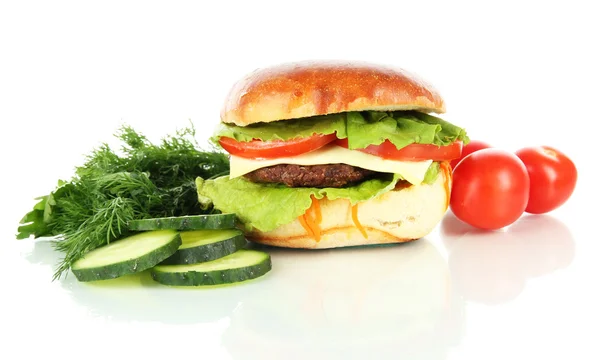 Große und leckere Hamburger isoliert auf weiß — Stockfoto