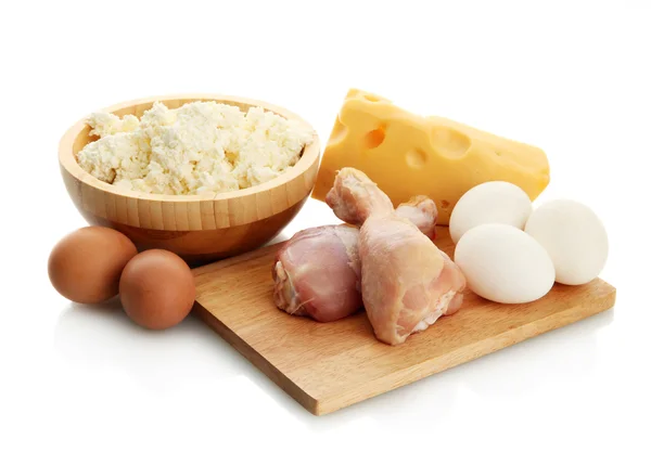 Jídlo s proteiny, izolované na bílém — Stock fotografie