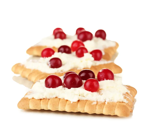 Cookies with cheese and cranberry, isolated on white — Stock Photo, Image