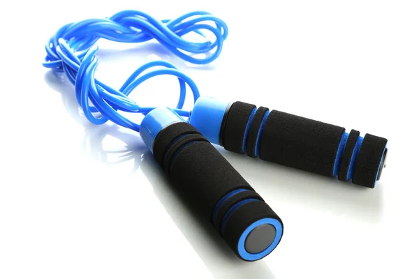 Blue skipping rope, isolated on white — Stock Photo, Image