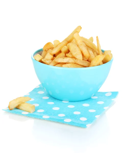 French fries in bowl isolated on white — Stock Photo, Image