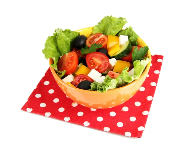 Tasty Greek salad isolated on white — Stock Photo, Image