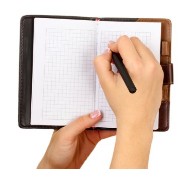 defter üzerinde beyaz izole, el yazma