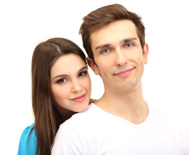 sevgi dolu çift üzerinde beyaz izole