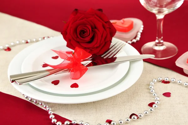 Mise en table en l'honneur de la Saint-Valentin close-up — Photo