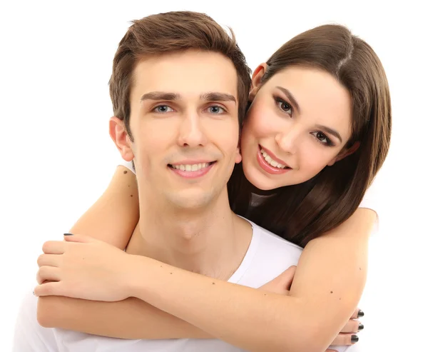 Couple aimant isolé sur blanc — Photo