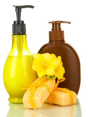 beyaz izole ve el yapımı Sıvı sabunlar