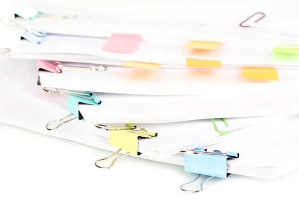 Documents with binder clips close up — Stock Photo, Image