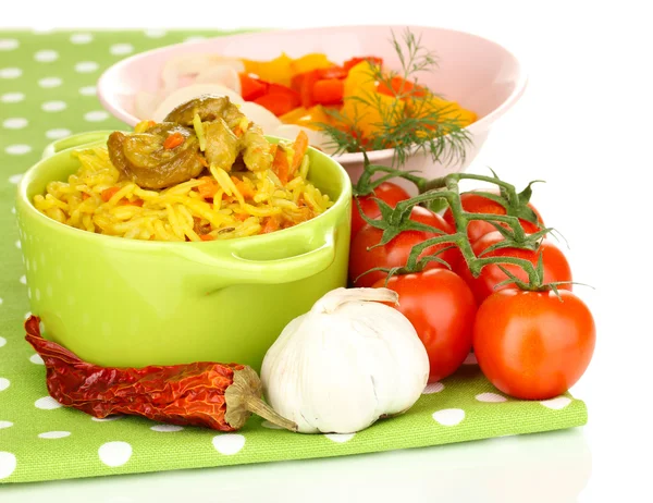 Läckra Pilaffris med grönsaker — Stockfoto
