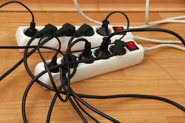 Overloaded power boards, close up — Stock Photo, Image