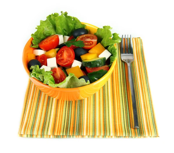 Tasty Greek salad isolated on white — Stock Photo, Image