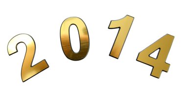 2014 yılında altın numaraları, üzerinde beyaz izole