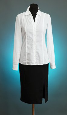 beyaz gömlek ve ceket manken üzerinde renk arka plan üzerinde siyah etek