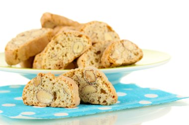 aromatik Çerezler cantuccini üzerinde beyaz izole peçete üzerinde