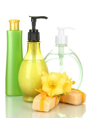 beyaz izole ve el yapımı Sıvı sabunlar