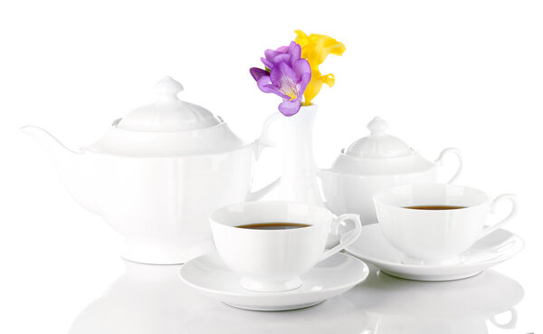 Beautiful tea service, isolated on white