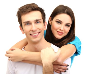 sevgi dolu çift üzerinde beyaz izole