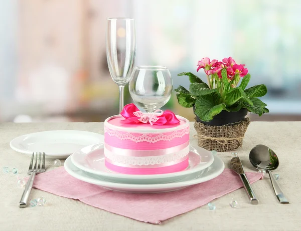 Romantic table serving on bright background — Stock Photo, Image