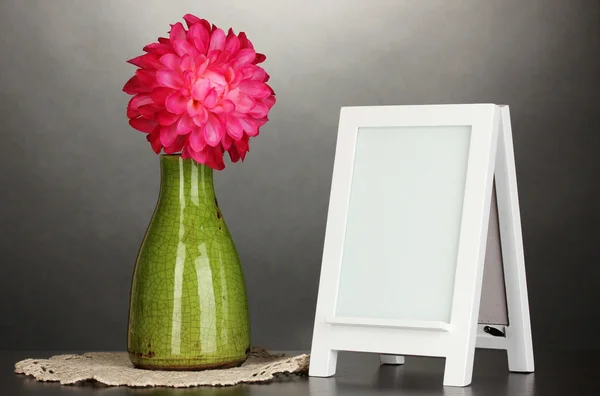 White photo frame for home decoration on grey background — Stock Photo, Image